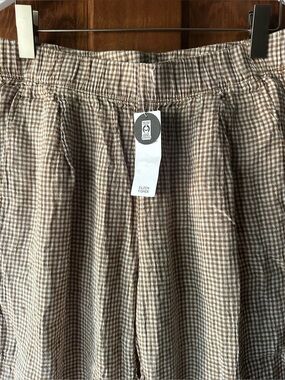 Eileen Fisher Tan & Cream Gingham pants